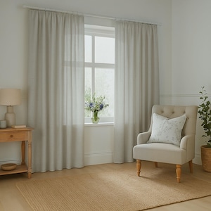Natural Linen Curtains, Rustic Curtain for Bedroom & Living Room, Custom Size Available, Handmade Gift for Her, Elegant Drape