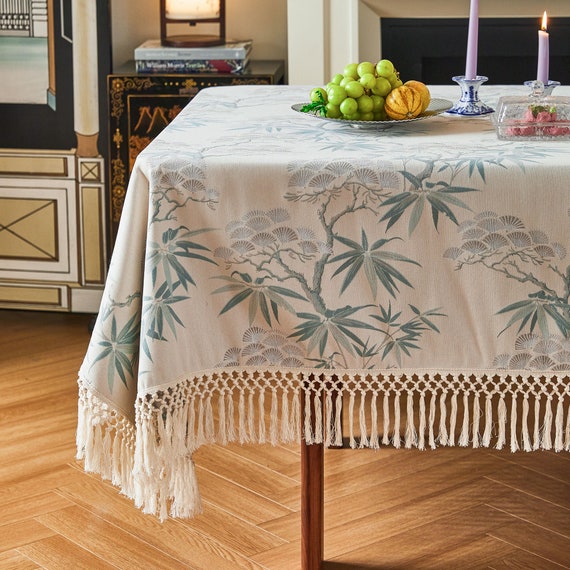 Chinoiserie Tischdecke mit Fransen, Bambus Druck Esstisch Decke,  Orientalischen Stil - Etsy sterreich