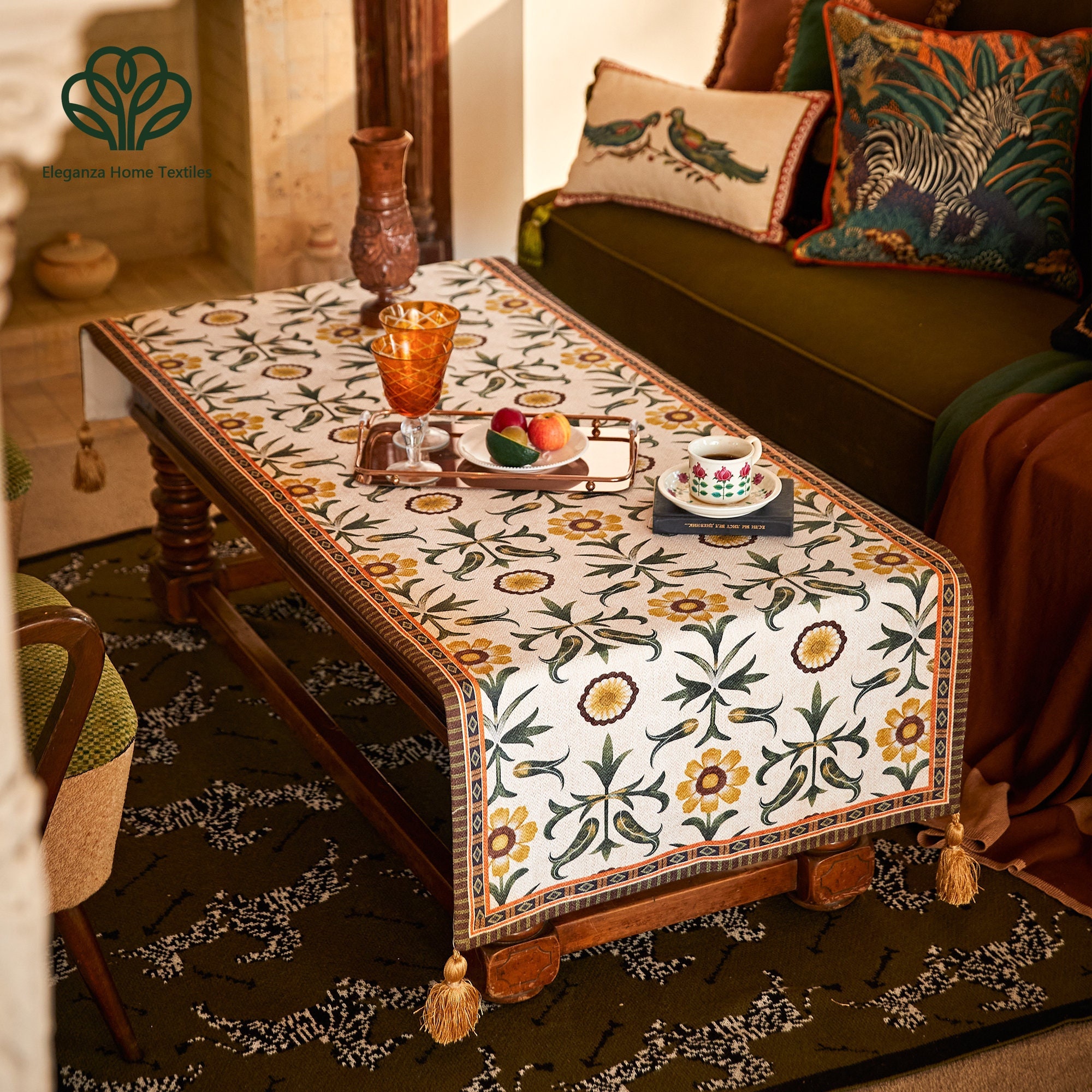 MMLLZEL Tea Mat Fabric Tea Mat Small Table Flag Coffee Table Decorative  Cloth Long Tea (Color : D, Size : 1)