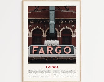 Foto impresa de Fargo, arte de pared de Fargo, póster de Fargo, foto de Fargo, impresión de póster de Fargo, decoración de pared de Dakota del Norte, impresión de póster de EE. UU., arte de Fargo