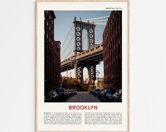 Fotografía impresa de Brooklyn, arte mural de Brooklyn, póster de Brooklyn, foto de Brooklyn, impresión de póster de Brooklyn, decoración de pared de Nueva York, impresión de póster de EE. UU.