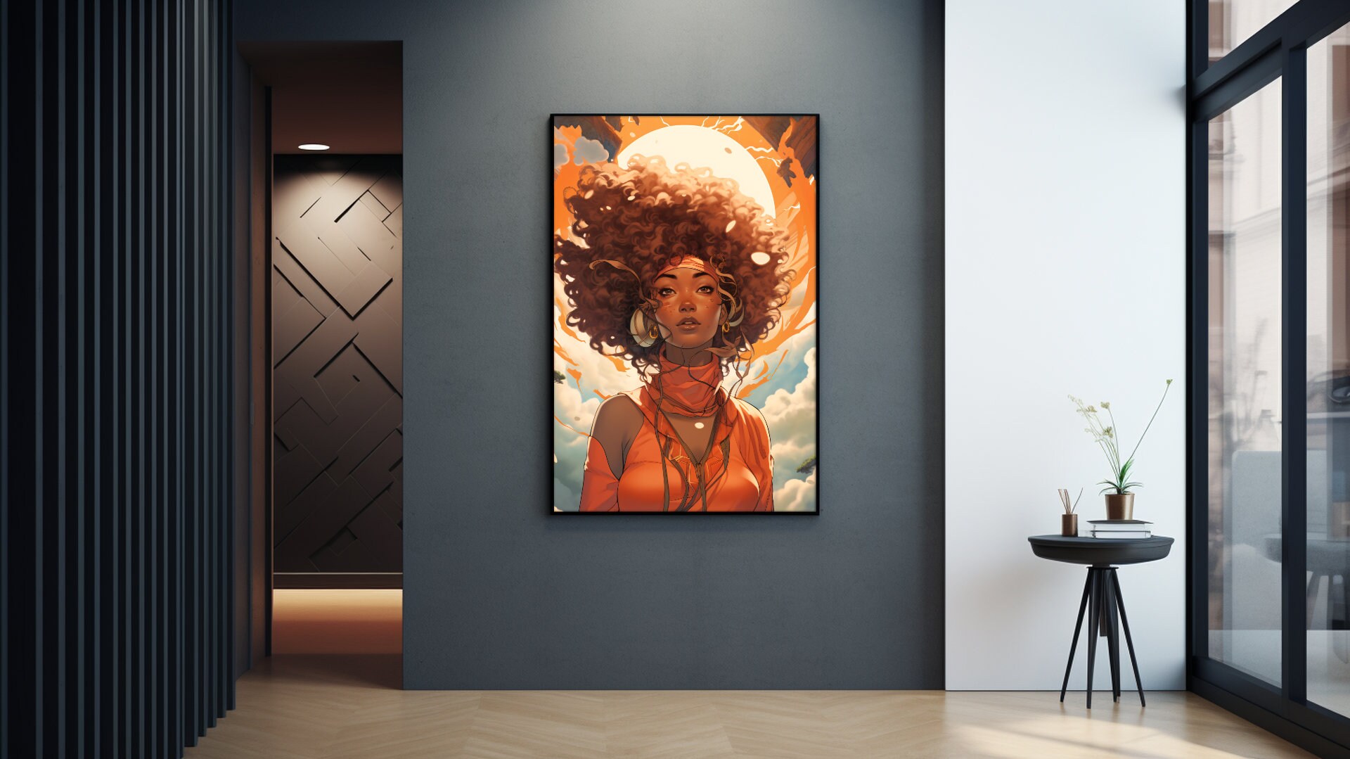 Black Woman Anime Afro Empowered Black Woman Illustration Digital Art
