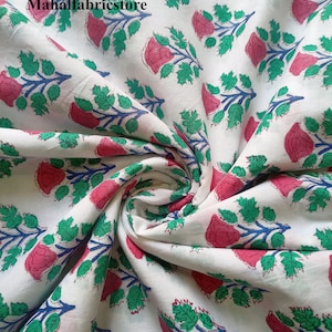 white floral  hand block fabric-block print cotton fabric-sewing fabric-voile fabric cotton dress material-quilt making fabric dress making
