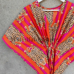 New tiger print Handmade caftan, 100% soft cotton kaftan dress, women&#39;s clothing, nightwear dress, long dress gown, bridesmaid gown
