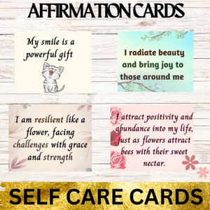 Cartões de afirmação diários Cartões de presente imprimíveis Cartões de citações positivas Cartões de manifestação imprimíveis kit de manifestação para autocuidados selflove