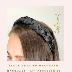 Solid color  black braided hand made headband for girl’s or women’s