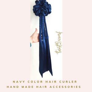 Best Curls Heatless Short blue Hair Curler Hair Ribbon, No Heat Overnight Soft Curl Roller With Bow And  Scrunchie Christmas Gift For Woman