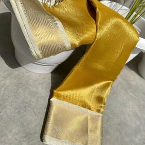 Banarasi Brocade Tissue Silk Saree: Gold Chex, Zari Border