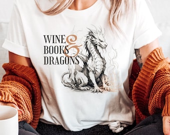 Wine Books Dragons Shirt: Booktok Dragon Rider Tee