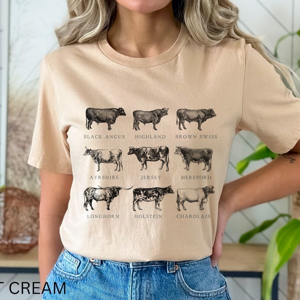 Cow Shirt, Farm Animal Shirt, Farm Girl Cow Shirt, Vintage Western Wear, Cow Lover Gift, Bull Cottagecore Shirt