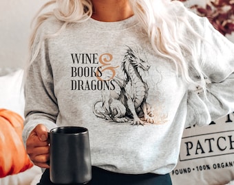 Wein, Bücher, und Drachen Sweatshirt: Booktok Drachen Reiter Geschenk