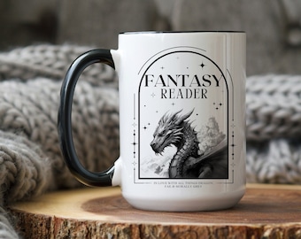 Fantasy Reader Dragon Mug: Book Lover Gift