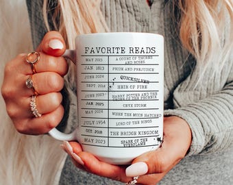 Taza personalizada del club de lectura, colección de libros personalizada, regalo para amantes de la lectura.