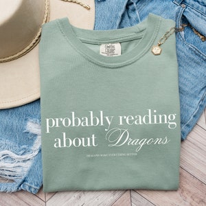 Reading Dragon Shirt, Dragon Book Merch, Dragon Rider Fantasy Book Shirt, Bookish Shirt, Book Lover Shirt, Fantasy Reader Gift, Booktok