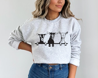 Cute Goats Sweatshirt, Funny Farm Animal Sweater, Goat Lover Gift