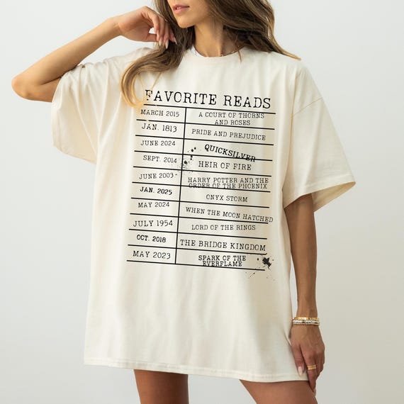 Custom Bookshelf Book Shirt, Bookish Merch, Favorite Reads Booklover Gift