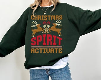 Merry and Bright Christmas Sweatshirt, Holiday Reindeer Crewneck