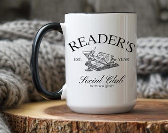 Custom Book Club Mug, Personalized Bookish Coffee Mug, Gift For Booklovers