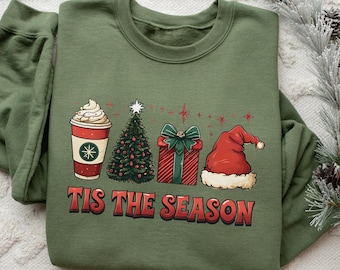 Tis The Season Christmas Sweatshirt, fröhlich und hell Winter Urlaub Crewneck