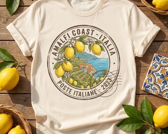 Amalfi Coast Italy Shirt, Lemon T-shirt, Summer Vacation Travel Tshirt