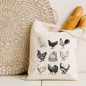 Vintage Chicken Tote Bag, Chickens Tote Bag, Chicken Lover Gift, Gift For Farmer, Chicken Mom, Farm Life, Chicken Gift, Farm Animal Bag