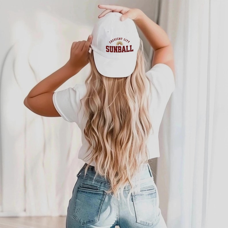 Crescent City Sunball Hat, Bookish Merch, Bryce Quinlan, Athalar, Lunathion, Embroidered Baseball Cap.