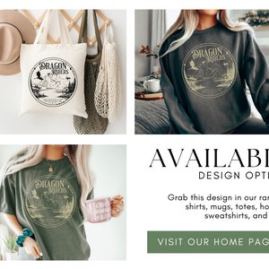 May include: A green t-shirt with a black and white graphic of a mountain scene with the text "Dragon Riders" in a circle. The t-shirt is available in a variety of styles, including shirts, mugs, totes, hoodies, sweatshirts, and more.