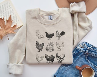 Vintage Chicken Sweatshirt: Animal Lover Crewneck