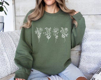 Moletom personalizado com flor do mês de nascimento: Wildflower Design