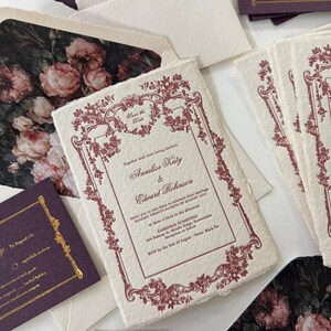 invitaciones de boda impresas en tipografía, papel hecho a mano