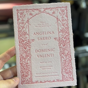 invitaciones de boda impresas en tipografía, papel hecho a mano