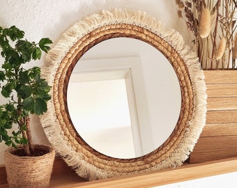 Boho Fringe - Mirror | Wall mirror | Boho decoration | Wall decoration | round natural mirror