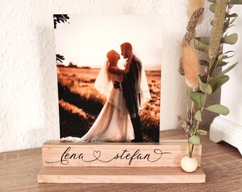 Fotohalter Pärchenfoto | Blumenleiste | Hochzeit | Geschenkidee | Trockenblumen Arrangement | Fotorahmen | Jahrestag- Hochzeitsgeschenk