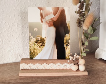 Fotohalter Pärchenfoto | Blumenleiste | Hochzeit | Geschenkidee | Trockenblumen Arrangement | Fotorahmen | Jahrestag- Hochzeitsgeschenk