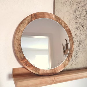 Holzspiegel Spiegel rund Boho Holz Spiegel Wandspiegel Deko Spiegel Holz Spiegel klein runder Holzspiegel runder Spiegel Boho Bild 1