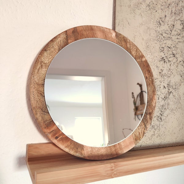 Holzspiegel | Spiegel rund | Boho Holz Spiegel | Wandspiegel | Deko Spiegel | Holz Spiegel klein | runder Holzspiegel | runder Spiegel Boho
