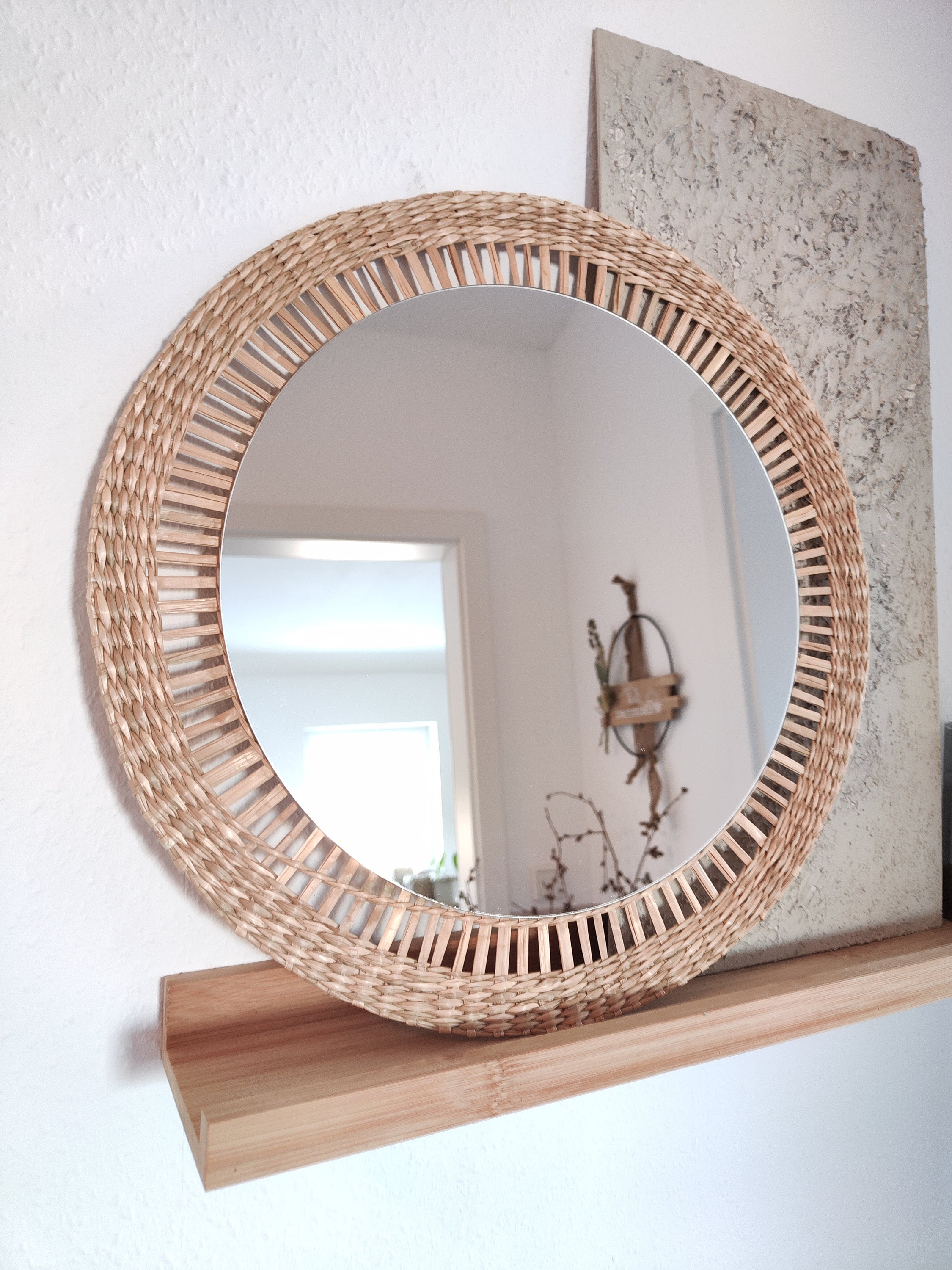 Ronde Muurspiegels 16inch, Boerderij Vintage Decoratieve Spiegel voor Muur, Hangende Spiegel voor Slaapkamer Woonkamer Ingang