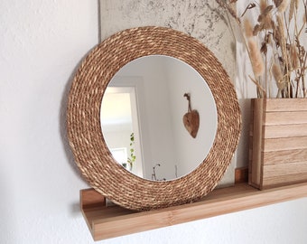 Boho - Spiegel | Wandspiegel | Boho Deko | Wanddekoration | runder Natur Spiegel | Spiegel rund | Rattanspiegel | Bastspiegel | Spiegel Boho