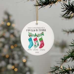 new baby ornament, christmas gift christmas ornament family christmas, family of three, family ornament, first christmas as, gifted-ornament