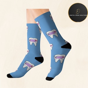 Cute Heart Dentist Crew Socks, Funny Dental School Graduation Gift, Dental Hygiene Assistant, Novelty Unisex Socks, Tooth Fairy Dental Squad