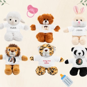 Personalized Custom Stuffed Animal Toy Custom Photo Teddy Bear Plush Soft New Baby Gift First Birthday Gift,Baby Shower Gift Chrismas Gift