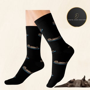 Cute Fun Otter Socks, Otter Gift, Ocean Animal Socks, Cozy Crew Socks, Novelty Unisex Socks, Socks for Men and Woman, Warm Winter Socks