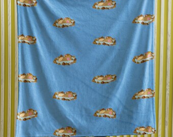 Capybara Floating Blanket, Cute Velveteen Plush Blanket, Capybara Gift, Couch Sofa Bed Blanket, Comfy Couch Throw Blanket, Daughter Son Gift