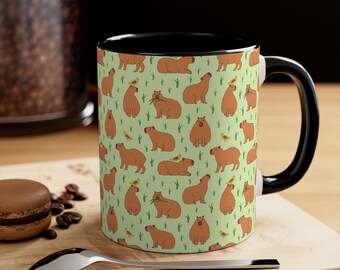 Cute capybara 11oz mug, adorable capybara pattern, capybara gift ideas for girls, mug for women, coffee animal ceramic mug, capybara for men