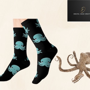 Cute Fun Octopus Socks, Octopus Gift, Ocean Animal Socks, Cozy Crew Socks, Novelty Unisex Socks, Socks for Men and Woman, Warm Winter Socks