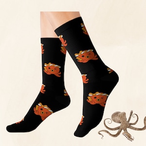 Cute Fun Octopus Socks, Octopus Gift, Ocean Animal Socks, Cozy Crew Socks, Novelty Unisex Socks, Socks for Men and Woman, Warm Winter Socks