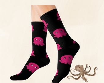 Cute Fun Octopus Socks, Octopus Gift, Ocean Animal Socks, Cozy Crew Socks, Novelty Unisex Socks, Socks for Men and Woman, Warm Winter Socks