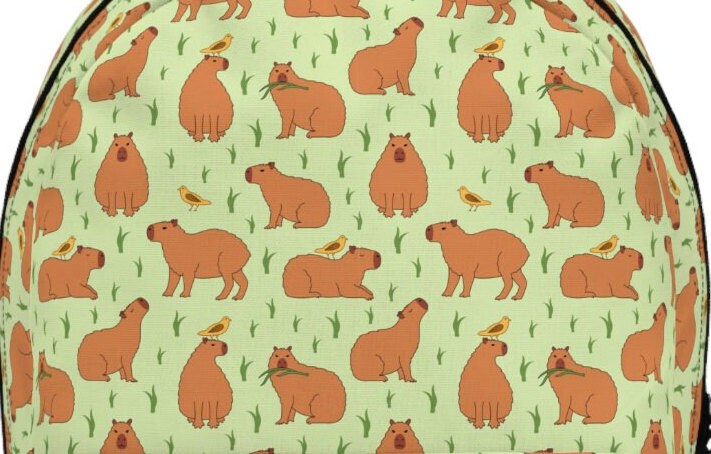 Stuffed Capybara Backpack Pattern Capybara Backpack, Cute Capybara Pattern School Bag, Travel Backpack ...