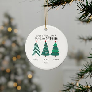 new baby ornament, christmas gift christmas ornament family christmas, family of three, family ornament, first christmas as, gifted-ornament