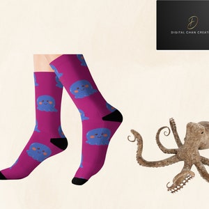 Cute Fun Octopus Socks, Octopus Gift, Ocean Animal Socks, Cozy Crew Socks, Novelty Unisex Socks, Socks for Men and Woman, Warm Winter Socks